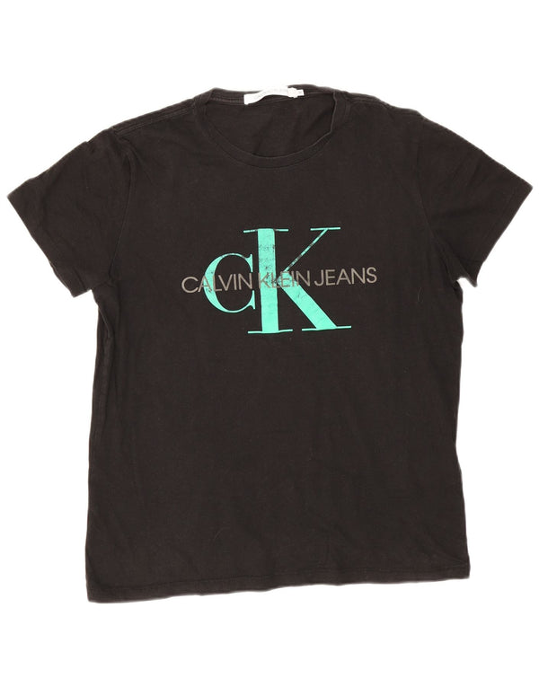 Maglietta grafica da uomo Calvin Klein Jeans Top in cotone nero medio