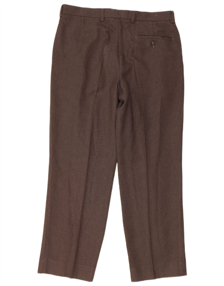 Pantaloni chino dritti da uomo Marks & Spencer W34 L29 poliestere marrone