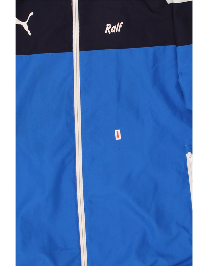 PUMA Mens Graphic Tracksuit Top Jacket Medium Blue Colourblock Polyester Vintage Puma and Second-Hand Puma from Messina Hembry 