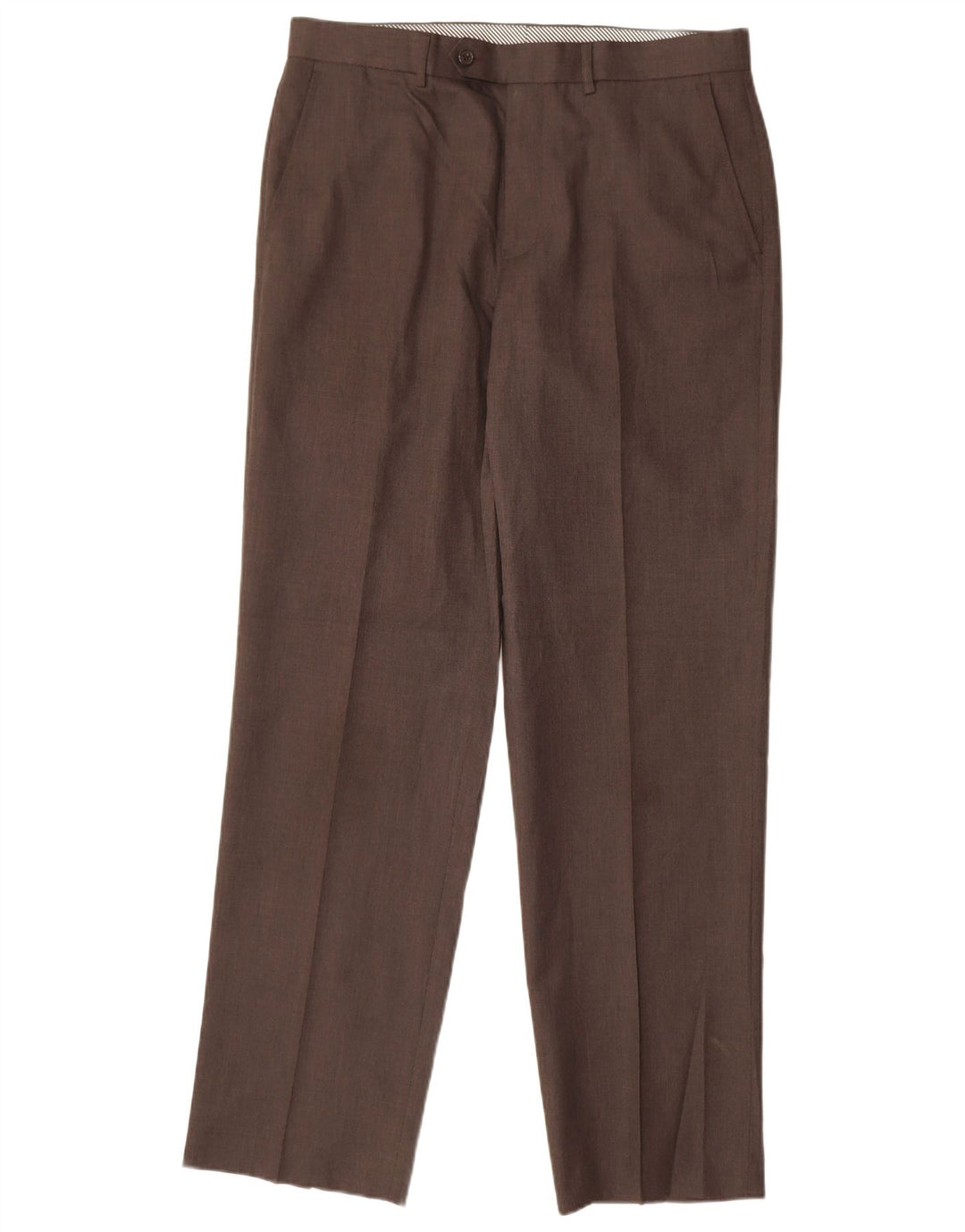 MARKS & SPENCER Pantaloni da abito dritti da uomo W34 L33 Poliestere marrone