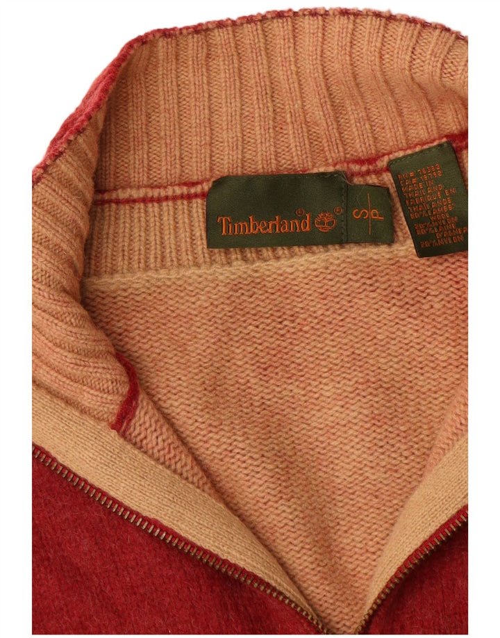 Maglione cardigan da uomo Timberland piccolo in lana d'agnello rossa