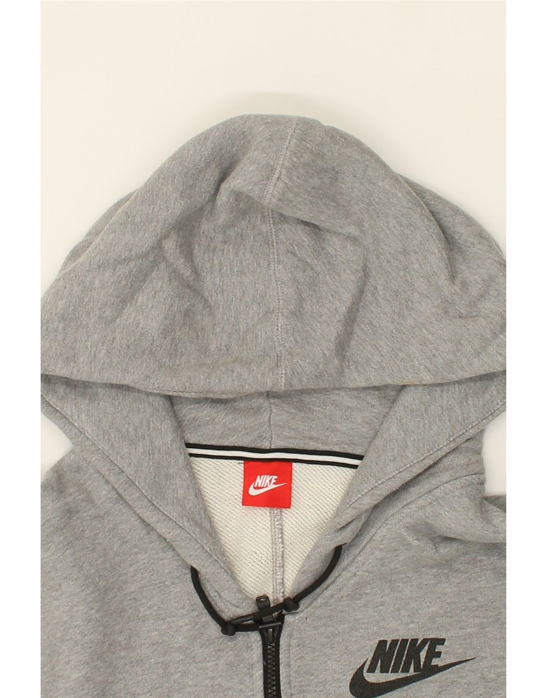 NIKE Womens Graphic Zip Hoodie Sweater UK 14 Medium Grey Cotton Vintage Nike and Second-Hand Nike from Messina Hembry 