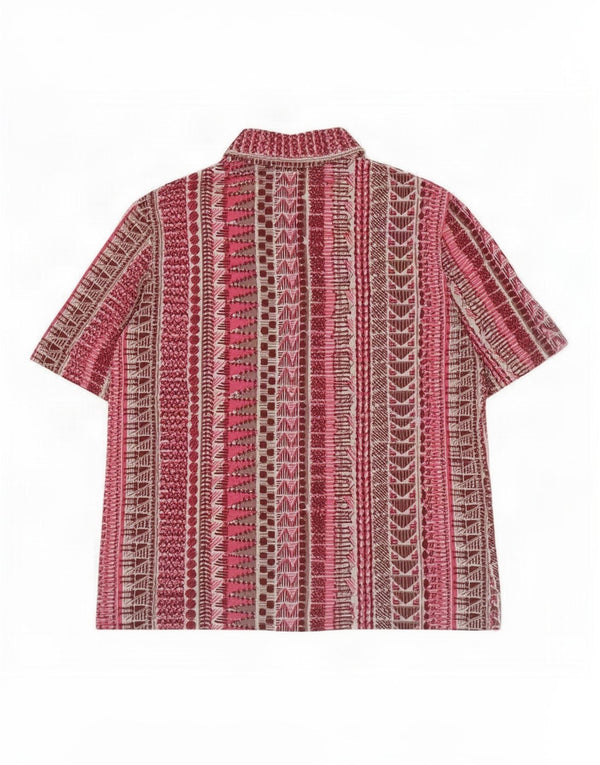 Vintage Womens Short Sleeve Shirt UK 14 Medium Pink Geometric