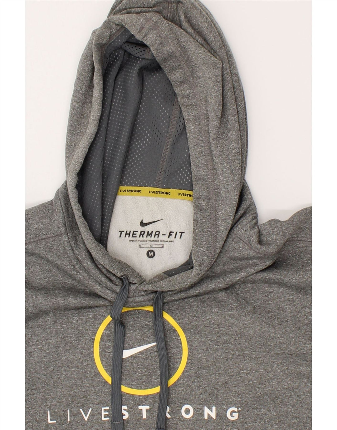 NIKE Mens Therma-Fit Graphic Hoodie Jumper Medium Grey Polyester Vintage Nike and Second-Hand Nike from Messina Hembry 
