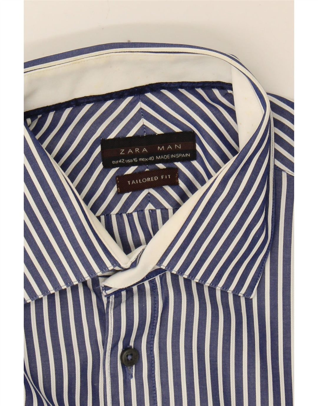 ZARA Mens Tailored Fit Shirt Size 42 Large Navy Blue Pinstripe Vintage Zara and Second-Hand Zara from Messina Hembry 