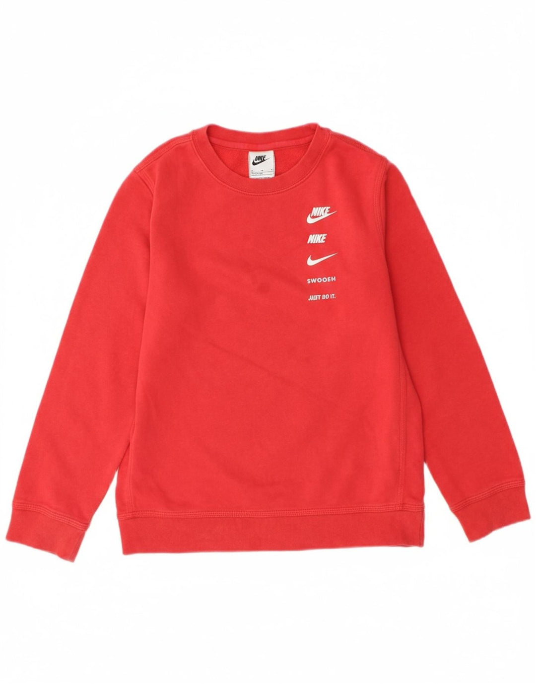 NIKE Boys Swoosh Graphic Sweatshirt Jumper 10-11 Years Medium  Red Cotton