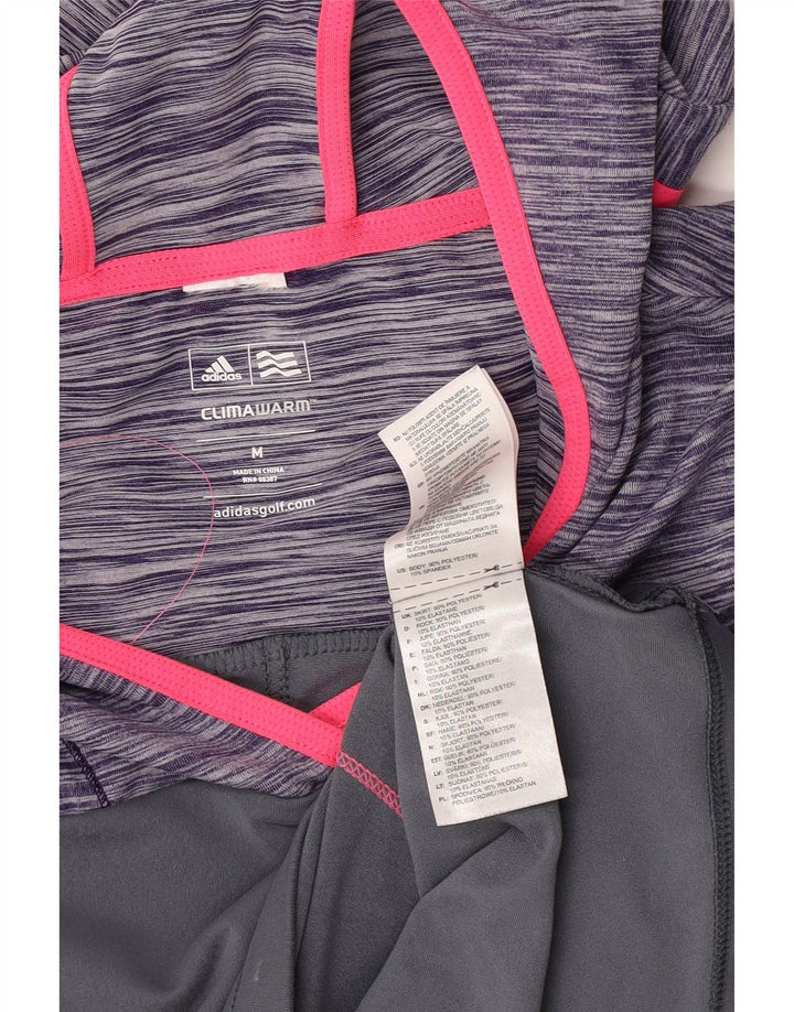 Adidas Donna Climawarm Top manica lunga UK 12 Colorblock grigio medio