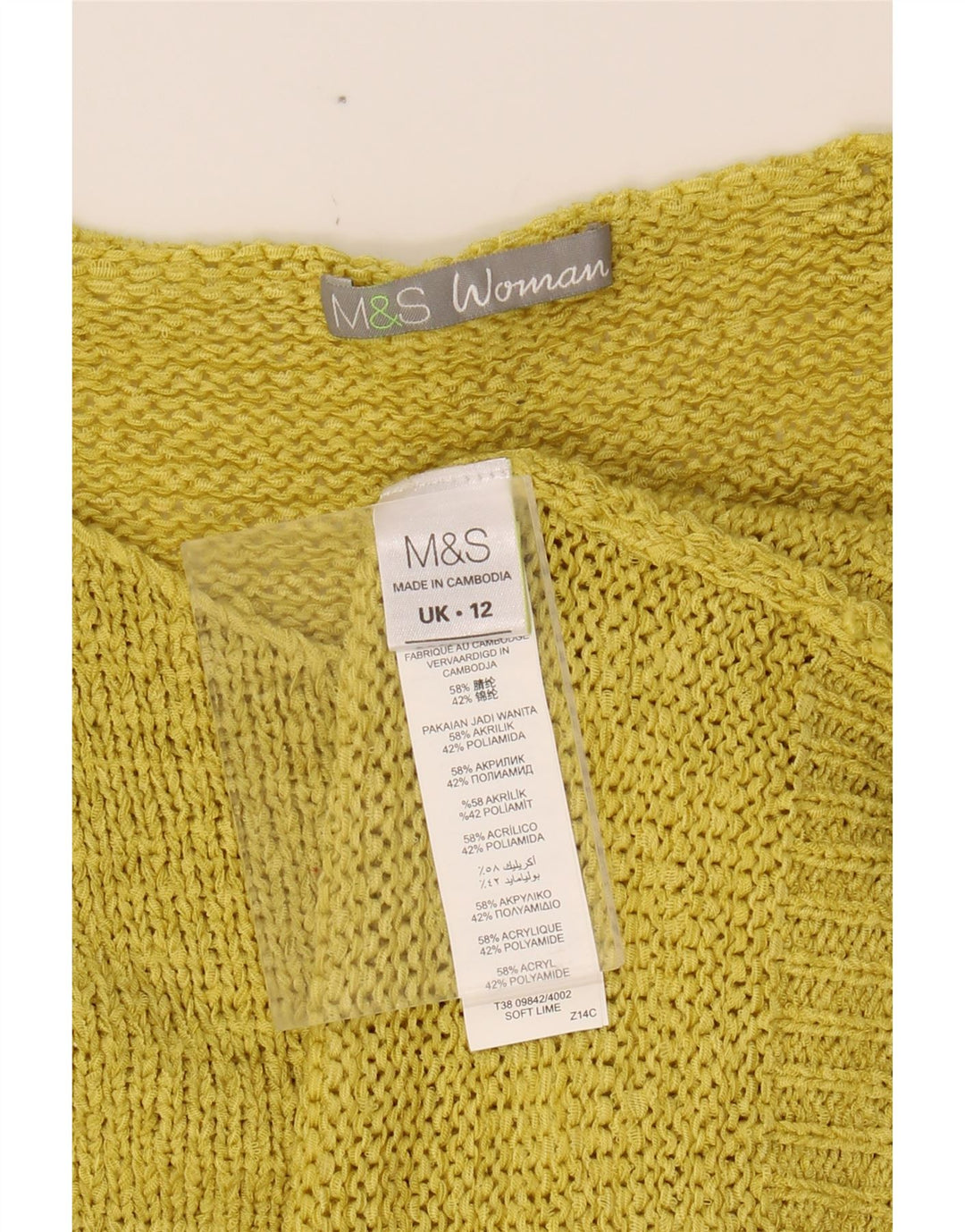 MARKS & SPENCER Womens Boat Neck Jumper Sweater UK 12 Medium Yellow Vintage Marks & Spencer and Second-Hand Marks & Spencer from Messina Hembry 