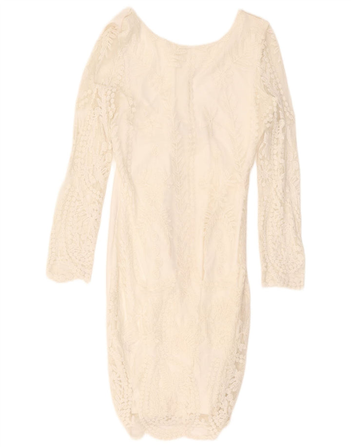Abito aderente in pizzo Trafaluc da donna Zara UK 12 Poliestere bianco medio