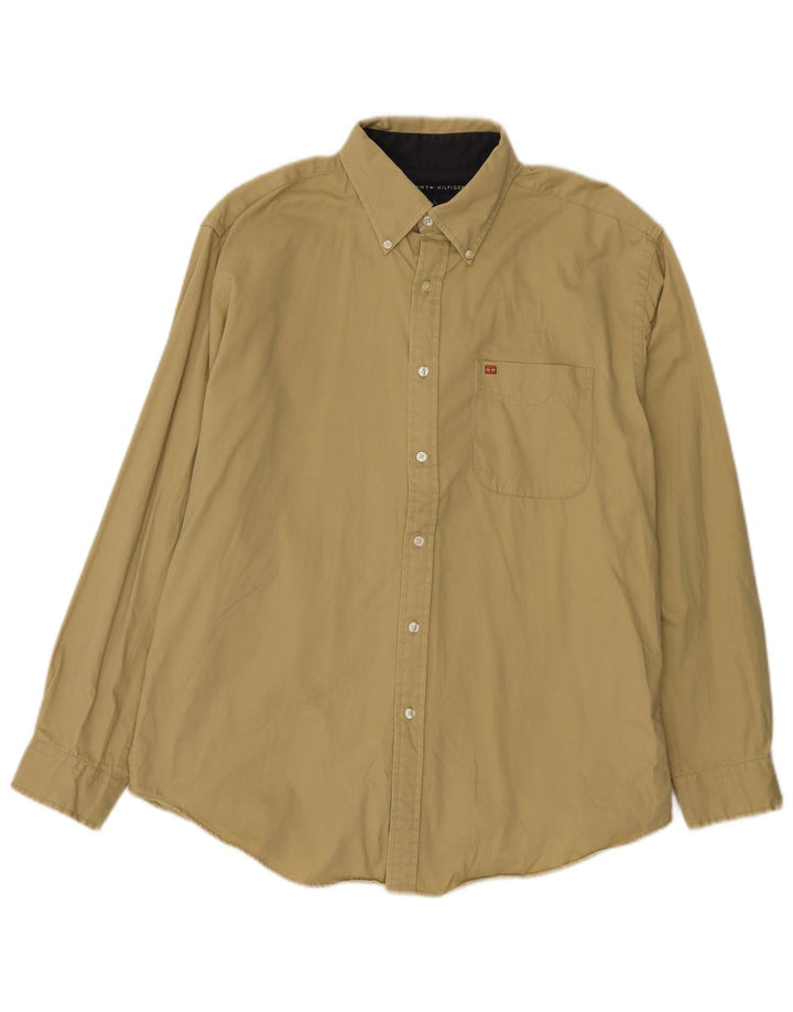 Camicia da uomo Tommy Hilfiger grande in cotone beige