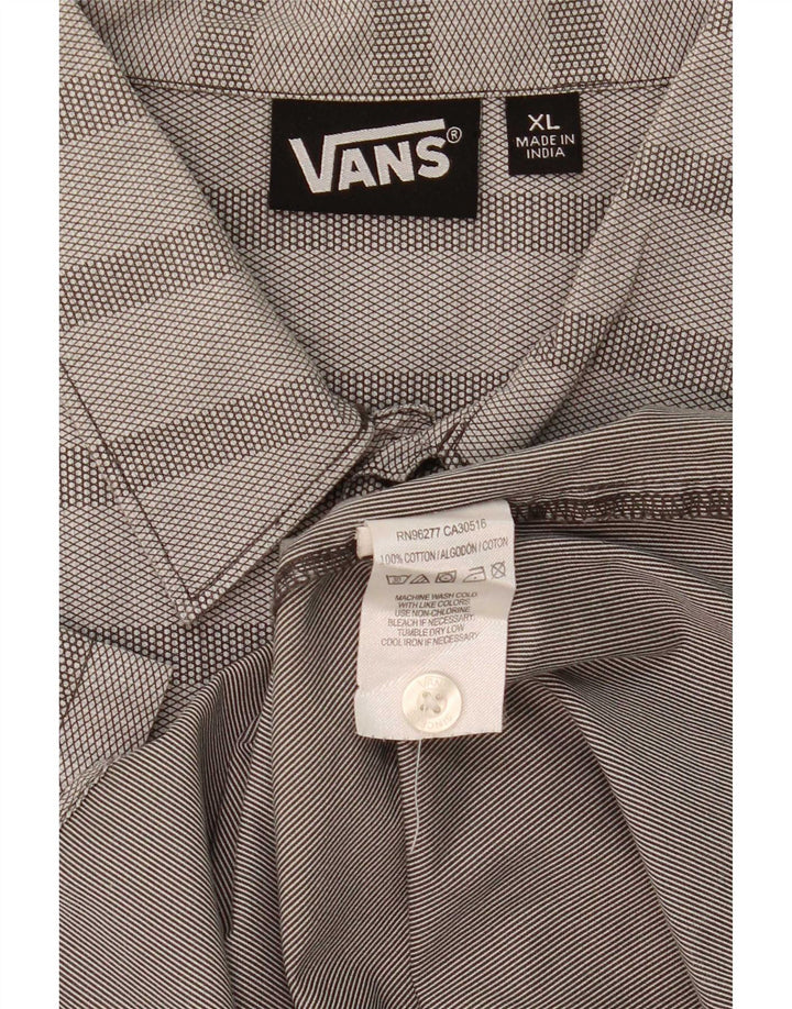 Camicia a maniche corte da uomo Vans XL in cotone a righe grigie