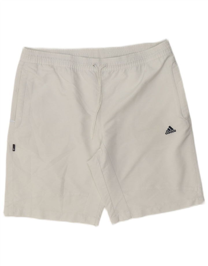 Pantaloncini sportivi Adidas da uomo di colore bianco medio in poliestere