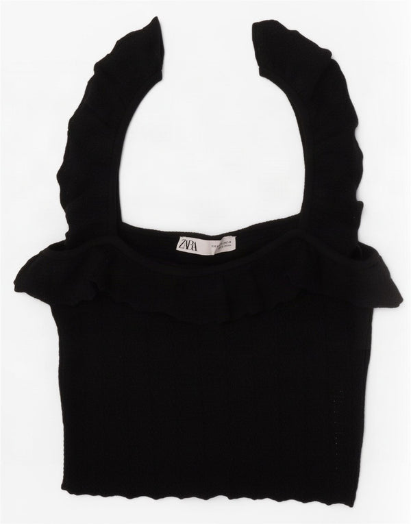 Top corto da donna Zara UK 8 piccolo in viscosa nera