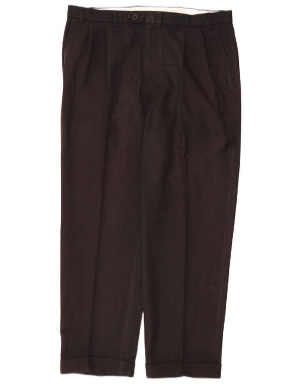 Pantaloni da abito con pegging da uomo Marks & Spencer W38 L31 poliestere blu navy