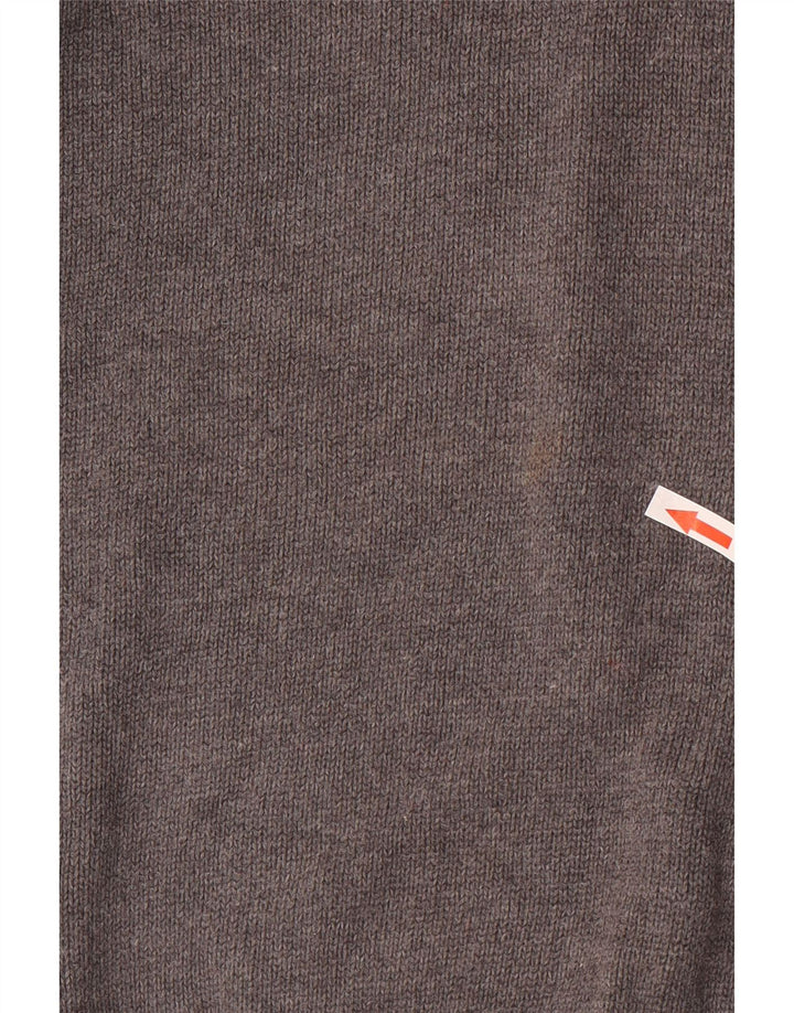 Maglione ZARA da donna con scollo a V UK 16 grande cotone grigio