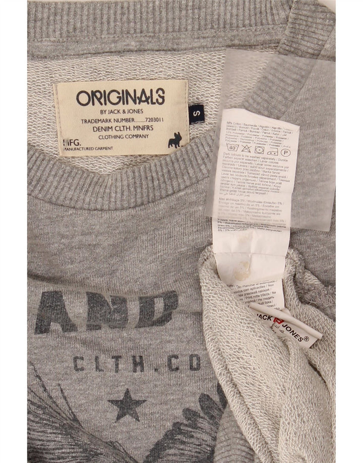 Jack & Jones Felpa con grafica da uomo Maglione piccolo in cotone grigio