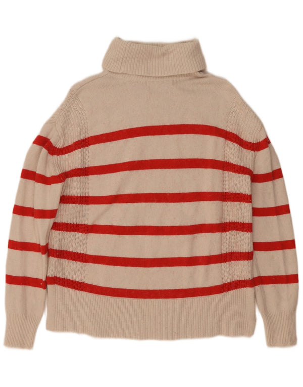 Maglione maglione a collo alto da donna Marks & Spencer UK 10 piccolo a righe bianche