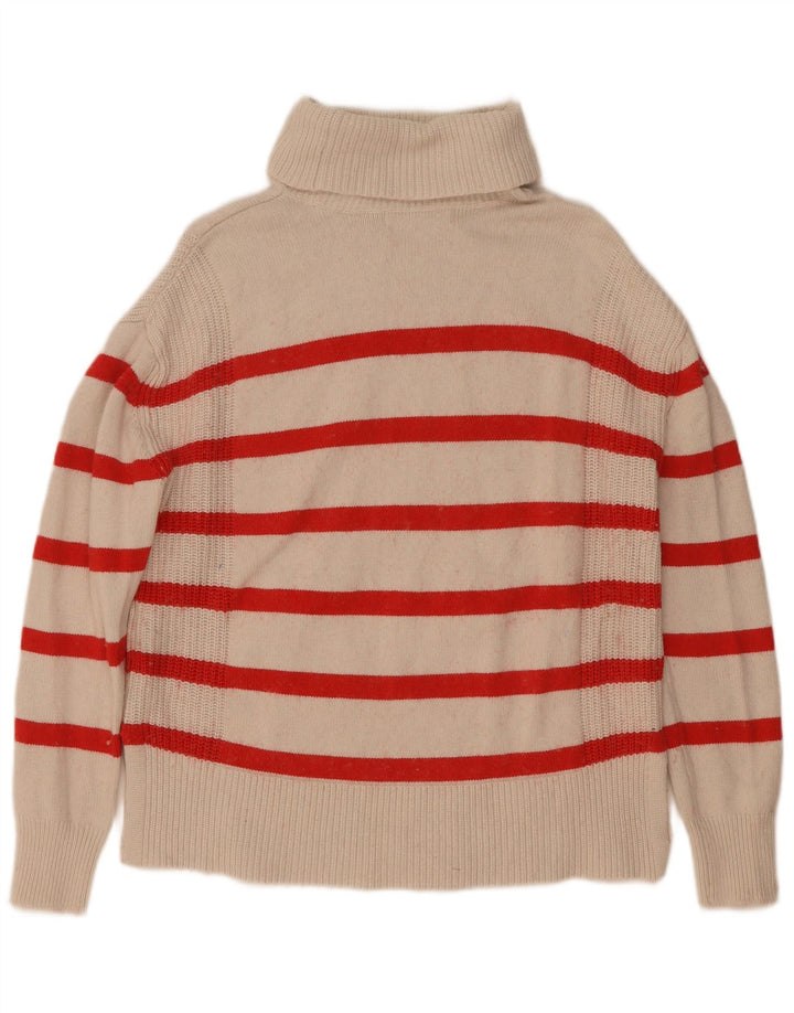 Maglione maglione a collo alto da donna Marks & Spencer UK 10 piccolo a righe bianche
