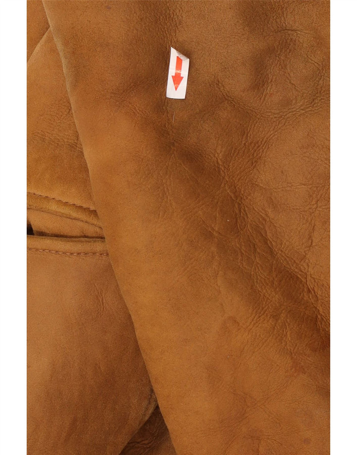 Giacca in shearling doppio petto da donna vintage UK 14 grande beige