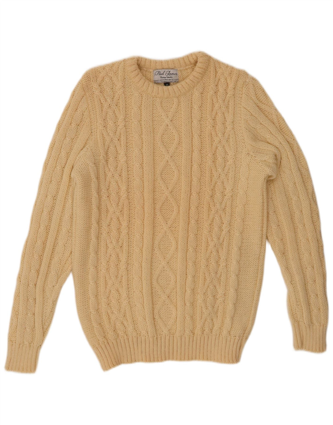 PAUL JAMES Maglione da uomo con scollo a barca in lana beige medio