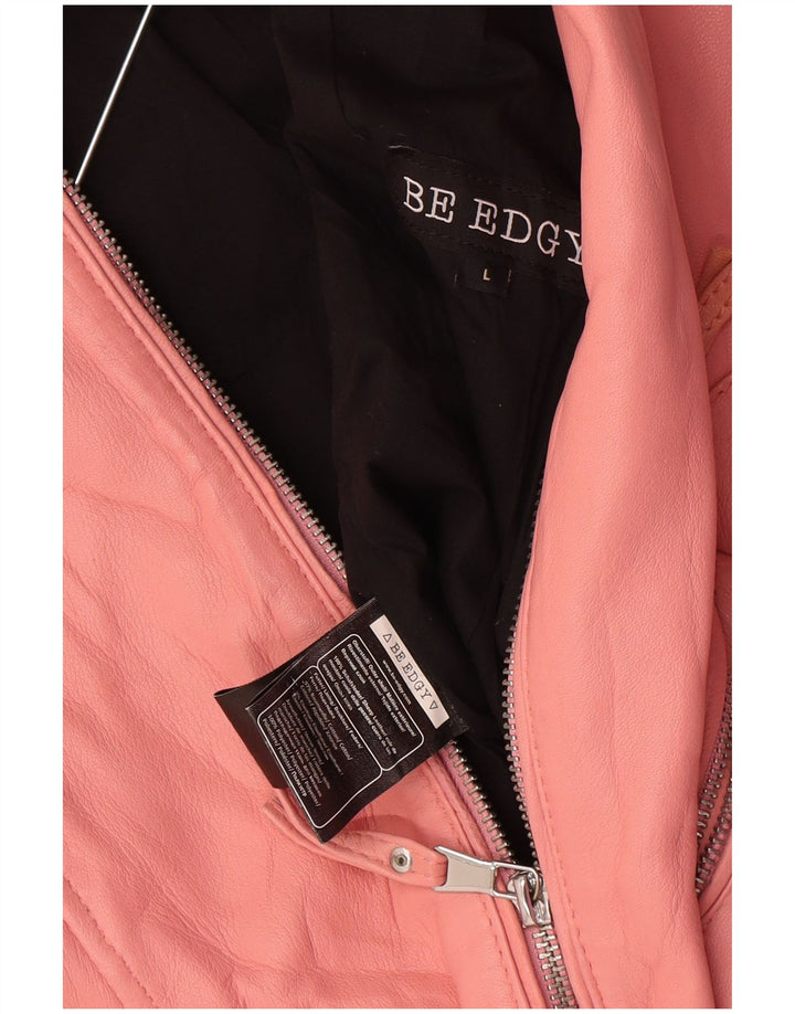 Giacca in pelle corta da donna Be Edgy UK 14 grande pelle rosa
