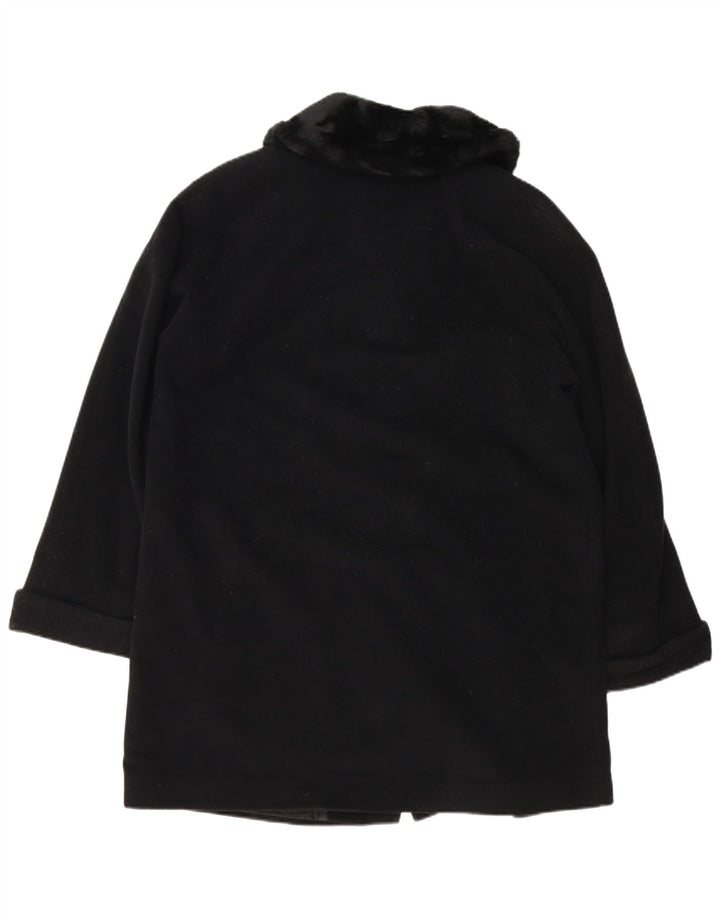 MARKS & SPENCER Womens Overcoat UK 14 Large Black Wool