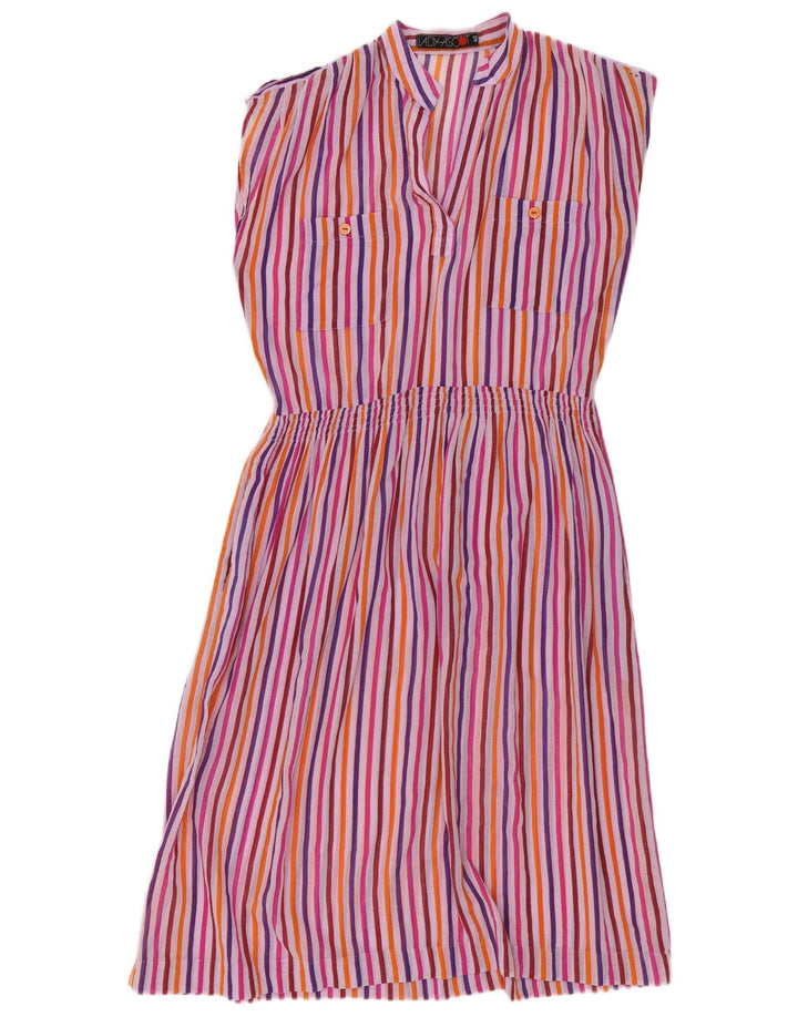 Abito vintage da donna senza maniche a trapezio EU 40 medio a righe multicolore