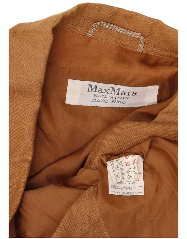 Giacca blazer da donna a 1 bottone Max Mara UK 14 grande lino marrone