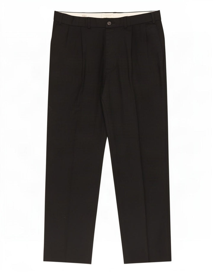 Pantaloni da abito con pegging Marks & Spencer da uomo St. Michael W36 L33 in lana nera