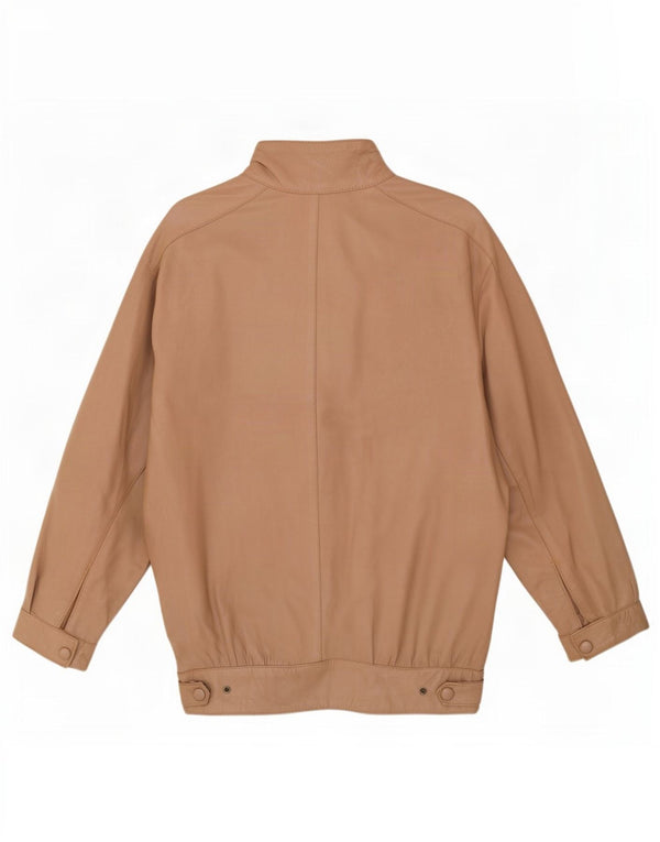 Giacca in pelle oversize da donna vintage UK 10 piccola beige