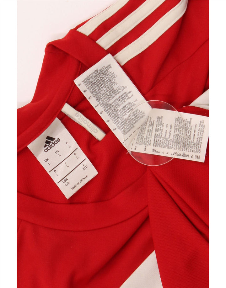 T-shirt Adidas Climalite da uomo, grande, in poliestere color block rosso