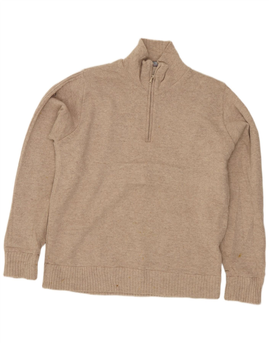 Marks & Spencer Maglione da uomo con collo con zip blu Harbour piccolo in lana beige
