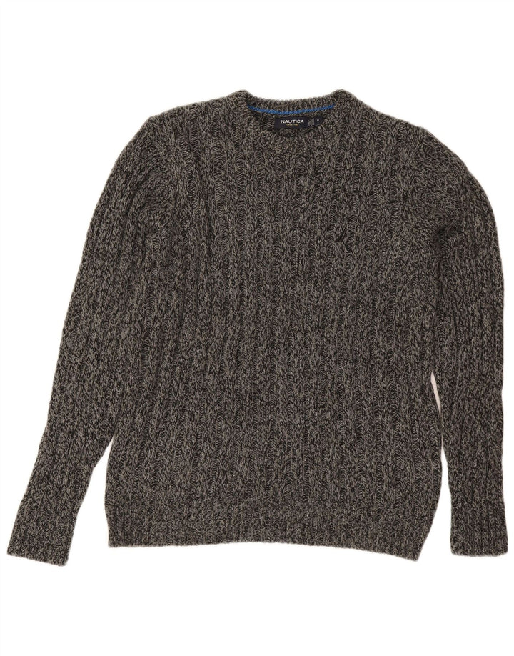 NAUTICA Mens Crew Neck Jumper Sweater Medium Grey Acrylic