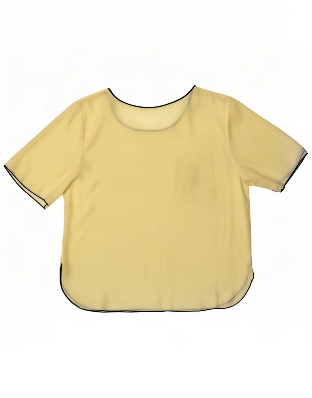 Top camicetta grafica da donna vintage UK 16 grande giallo