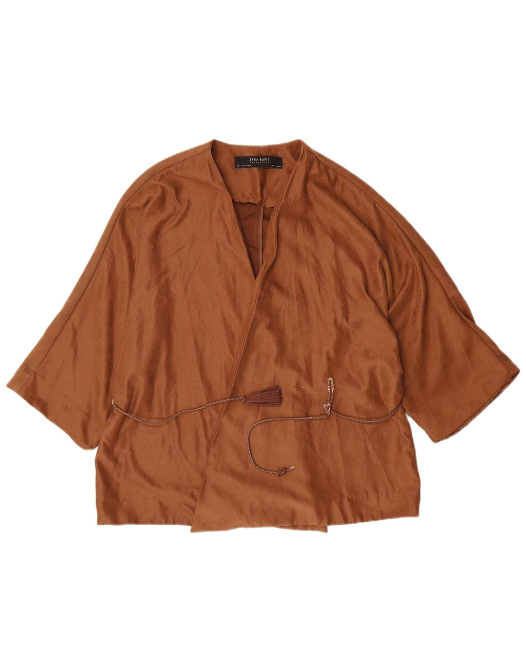 ZARA Womens 3/4 Sleeve Cardigan Top UK 12 Medium Brown Polyester