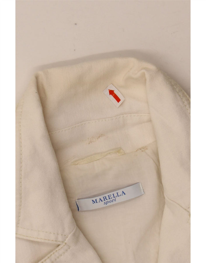 MARELLA Womens Blazer Jacket UK 10 Small White Cotton