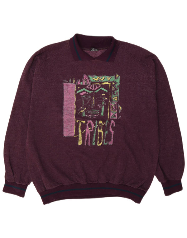 Felpa con collo alto con grafica da uomo C&A Maglione EU 52/54 Grande cotone bordeaux