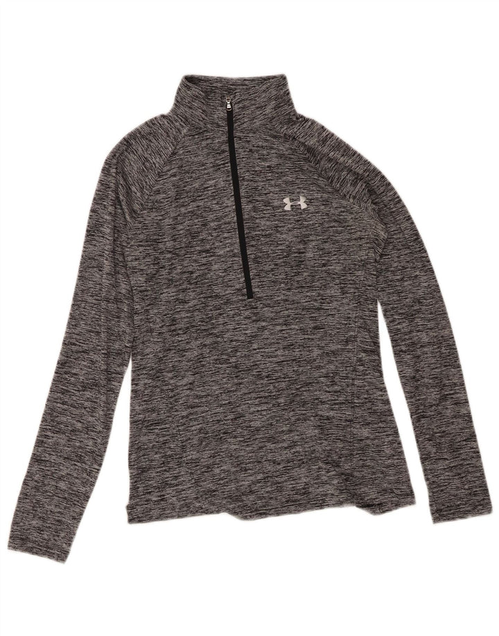 UNDER ARMOUR Womens Heat Gear Pullover Tracksuit Top UK 10 Small Grey
