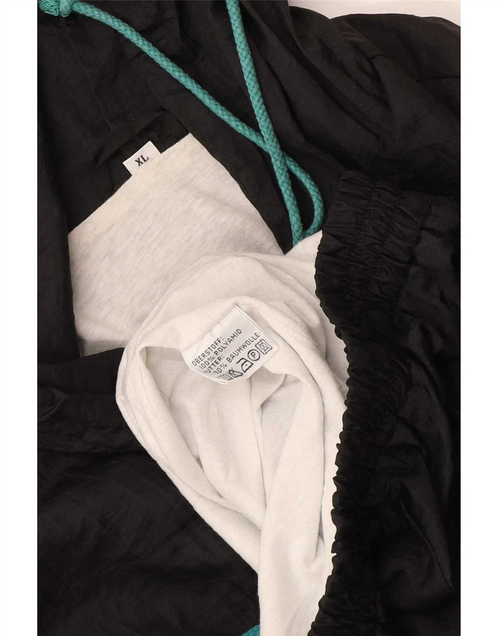 Giacca da ginnastica vintage da uomo con cappuccio XL in poliammide color block nero
