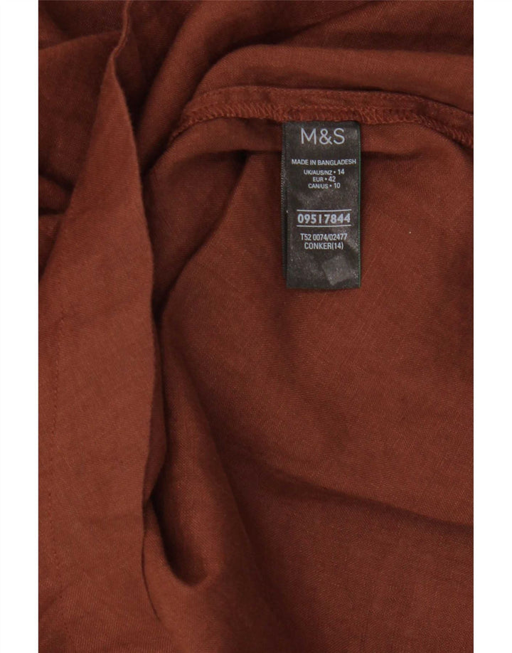 Top tunica da donna Marks & Spencer UK 14 grande lino marrone