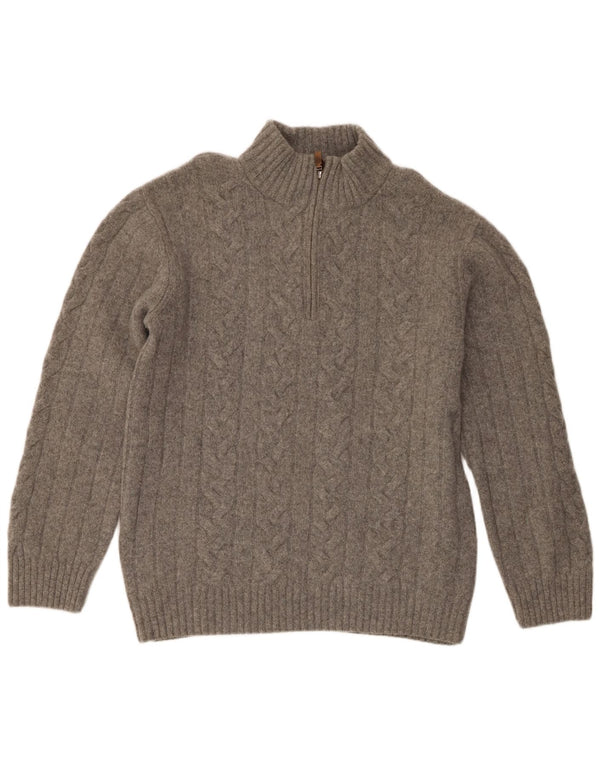 Gant Maglione da uomo con zip e collo 2XL in lana merino grigia