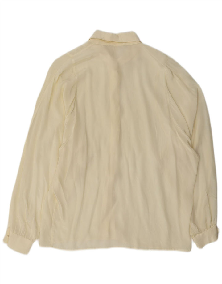 Camicetta camicia vintage da donna UK 16 grande bianco sporco