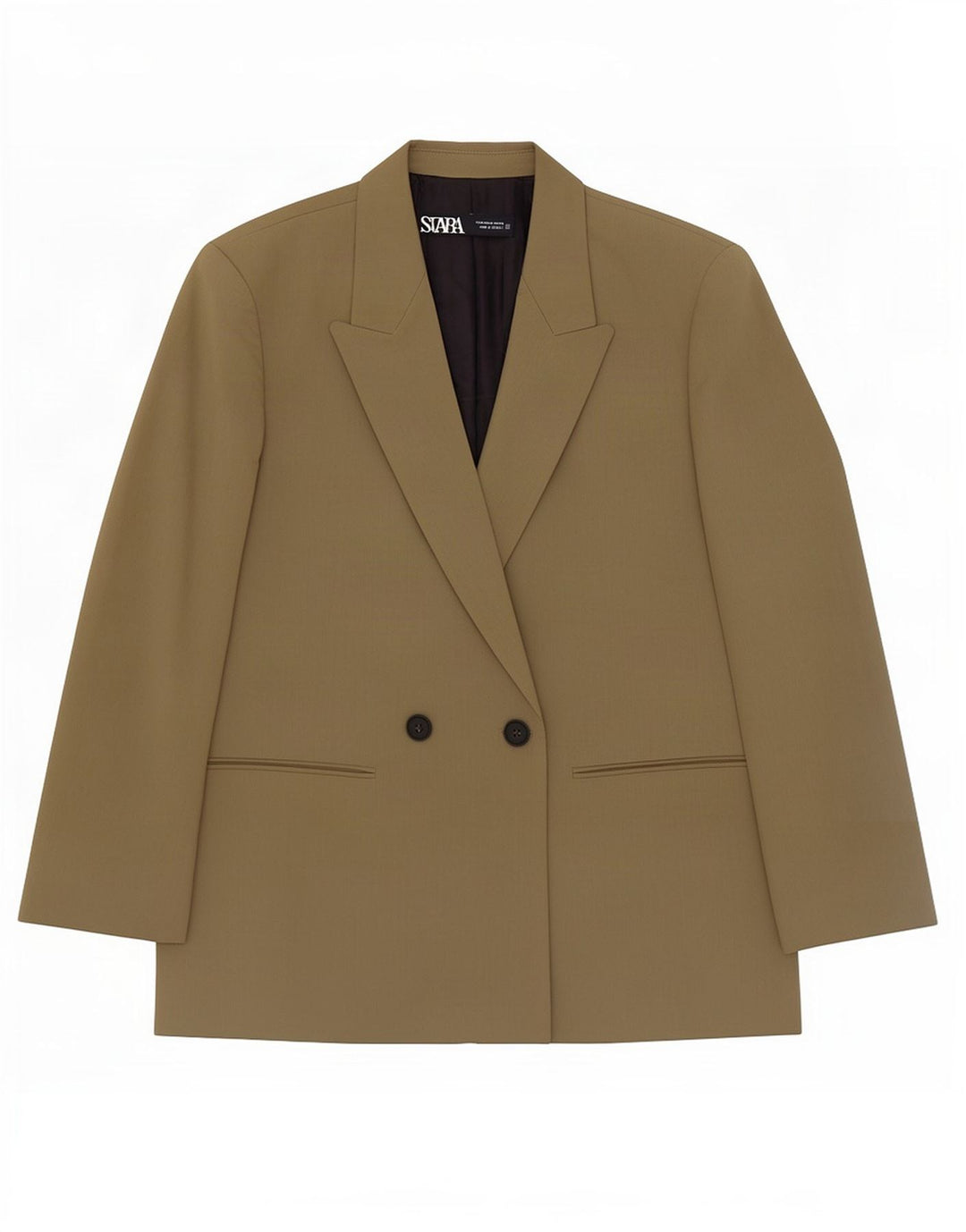 Giacca blazer doppiopetto da donna Zara UK 14 poliestere kaki medio
