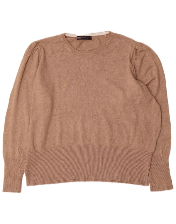 Maglione maglione girocollo da donna Marks & Spencer UK 22 3XL Beige