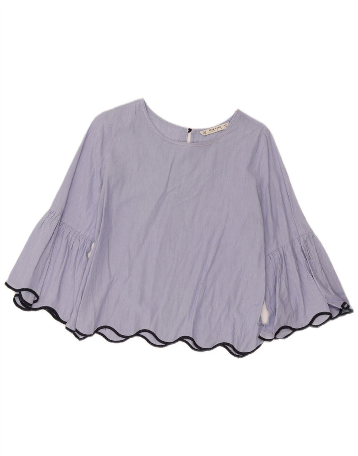Camicetta corta da donna Zara con maniche a 3/4, taglia UK 14, a righe blu medio