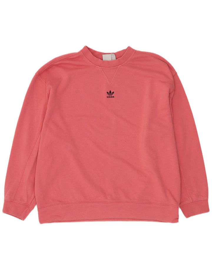 Felpa oversize da donna ADIDAS UK 10 piccola in cotone rosa
