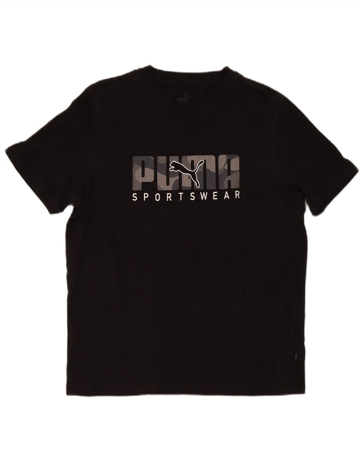 T-shirt grafica da uomo Puma Top in cotone nero medio