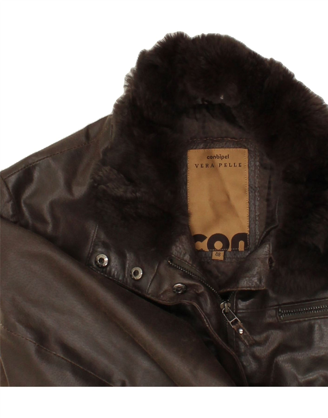 CONBIPEL Womens Leather Jacket IT 48 XL Brown Leather Vintage Conbipel and Second-Hand Conbipel from Messina Hembry 