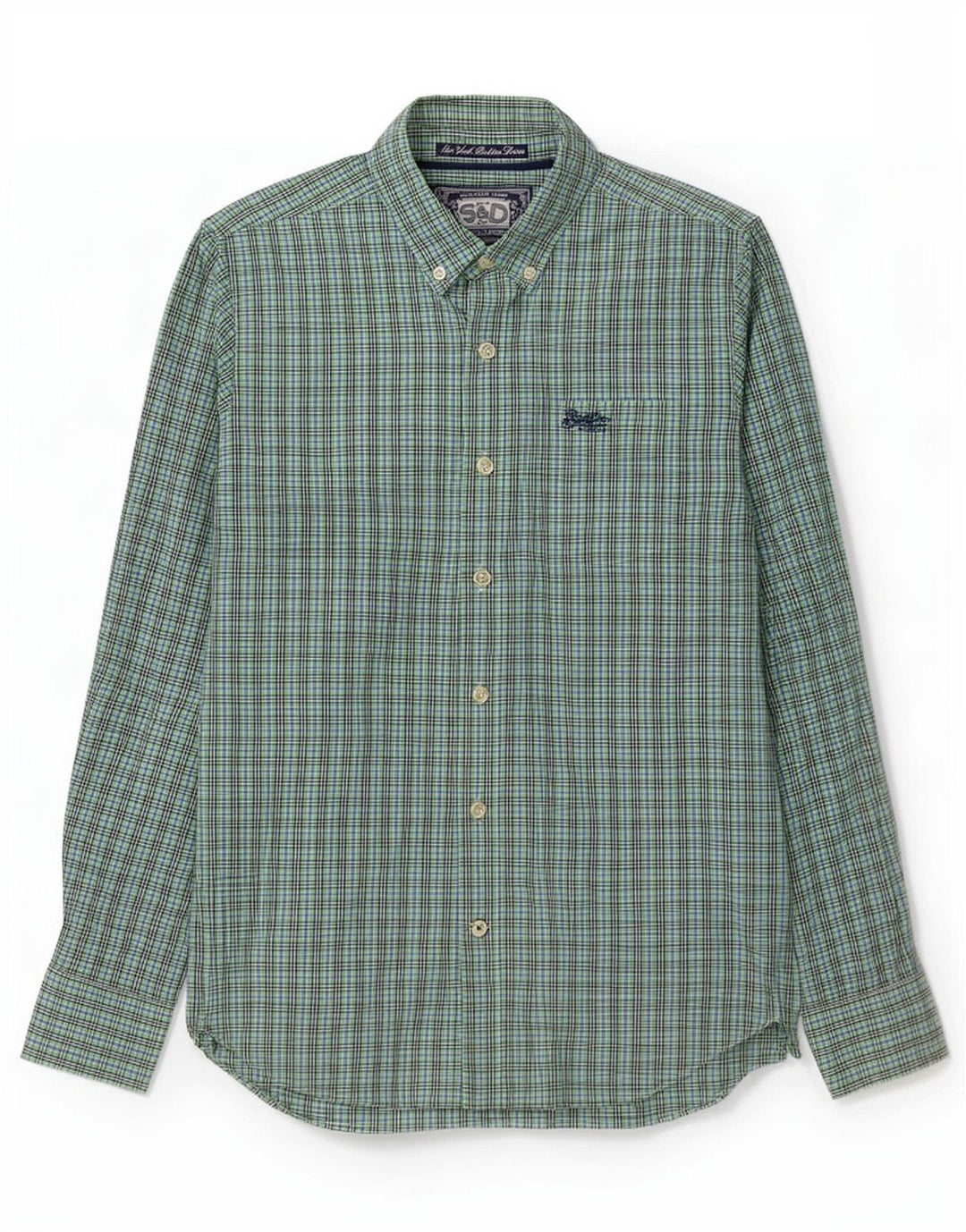 Camicia da uomo Superdry grande in cotone a quadretti verde