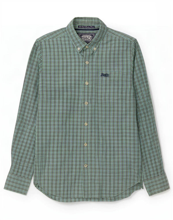 Camicia da uomo Superdry grande in cotone a quadretti verde